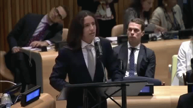 Xiuhtezcatl, Indigenous Climate Activist speaking at a high level UN event Xiuhtezcatl, Indigenous Climate Activist speaking at a high level UN event